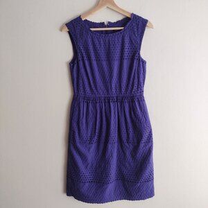 J.Crew Lucille Eyelet Purple Sundress 4 Sleeveless Cotton Dress